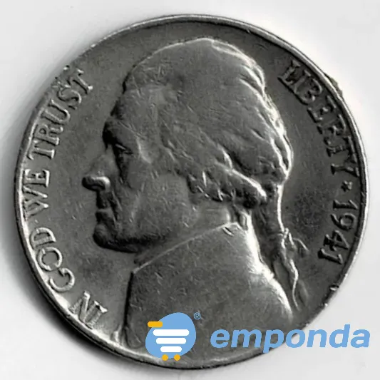 Moneda de EE UU 5 cents 1941 II Guerra Mundial VF +++++ Villa Crespo - imagen 1