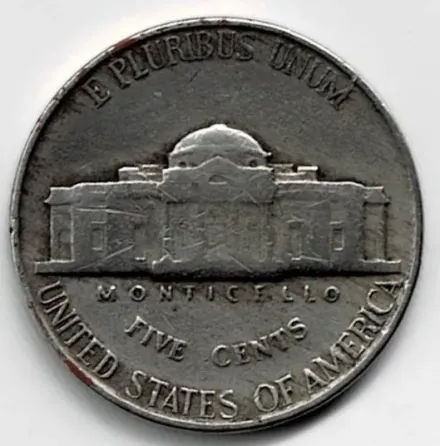 Moneda de EE UU 5 cents 1947 VF Villa Crespo