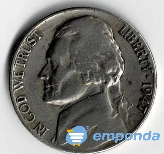 Moneda de EE UU 5 cents 1947 VF Villa Crespo - imagen 1