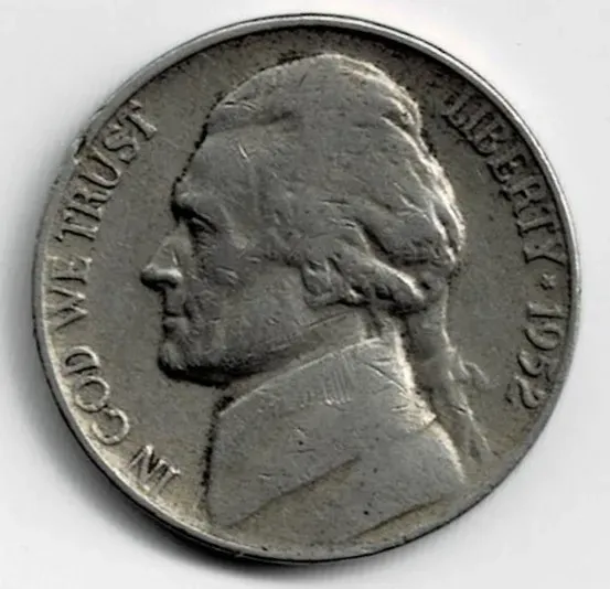 Moneda de EE UU 5 cents 1952 VF +++ Villa Crespo
