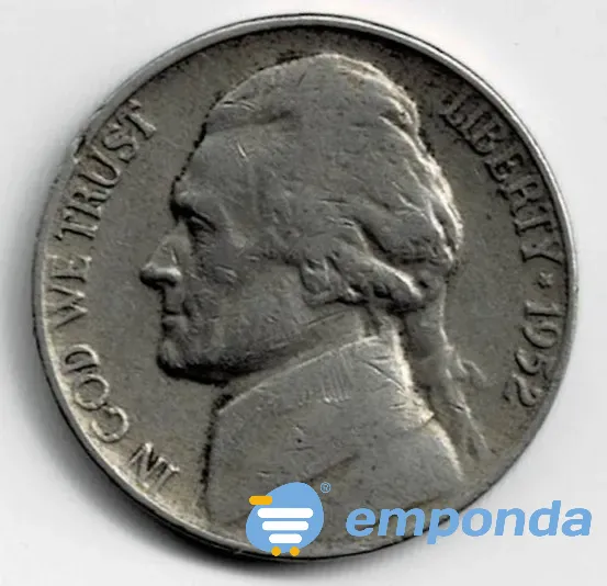 Moneda de EE UU 5 cents 1952 VF +++ Villa Crespo - imagen 1