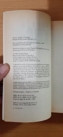 Libro Chistine de Stephen King Ituzaingó