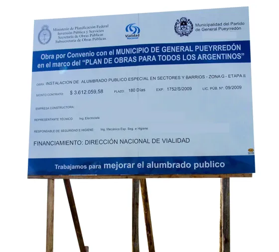 Desarrollo de carteles de obra en instalaciones de la muni d Lanús