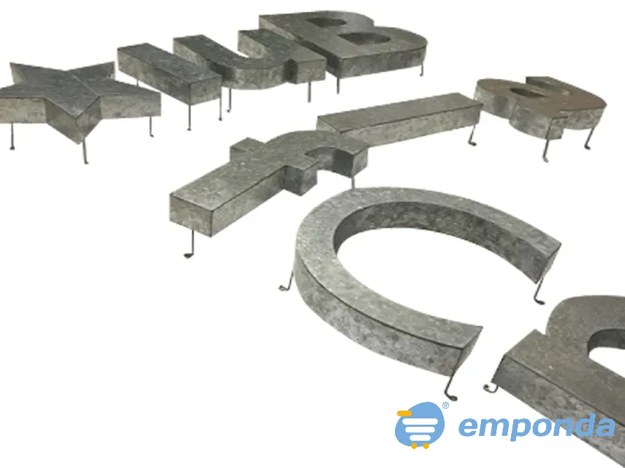 Chapas de acero pulido caladas con letras y logos de empresa Lanús - imagen 4