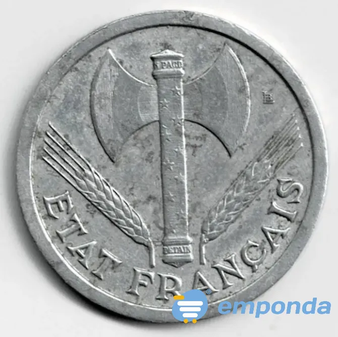 Moneda de Francia 2 francos 1943 II Guerra Mundial Villa Crespo - imagen 1