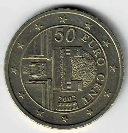 Moneda de Austria 50 cent de euro 2002 XF +++++ Villa Crespo
