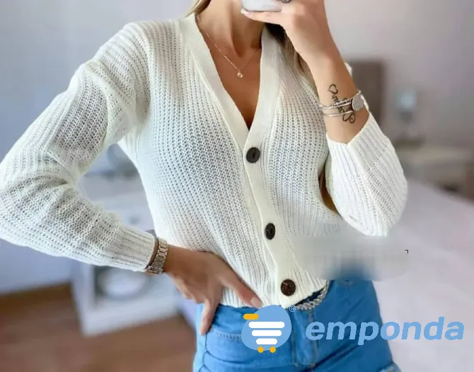Saco cardigan corto acrilico escote v botones Berazategui - imagen 3