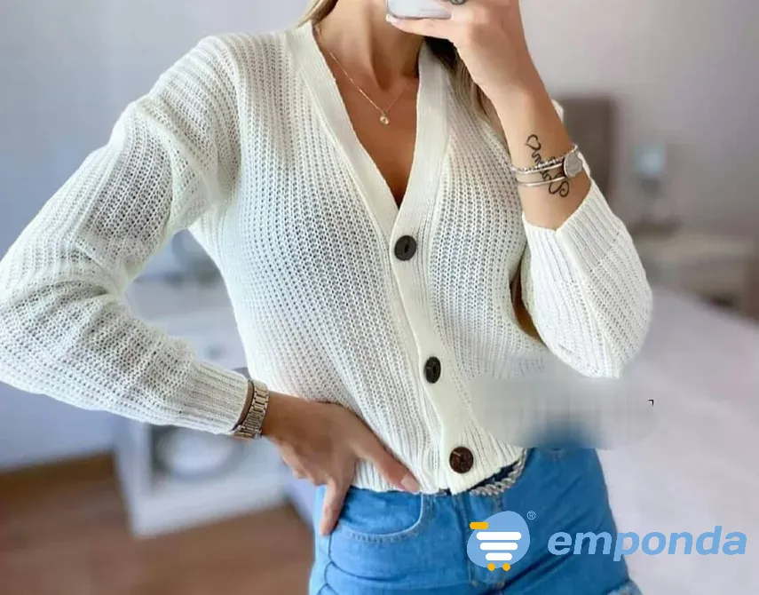 Saco cardigan corto acrilico escote v botones Berazategui - imagen 3