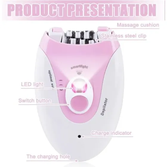 Depiladora Moderna Con Luz Led 2 Velocidades Facial Corporal Floresta