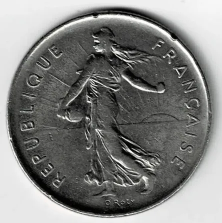 Moneda de francia 5 francos 1973 linda pieza Villa Crespo