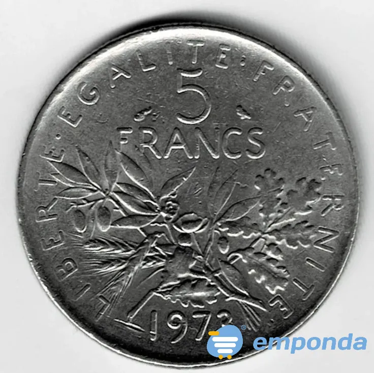 Moneda de francia 5 francos 1973 linda pieza Villa Crespo - imagen 2