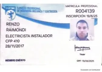 Electricista matriculado copime caba Balvanera