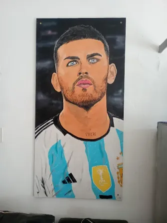 Cuadro pintado a mano acrílico sobre madera de Leandro pared General San Martín