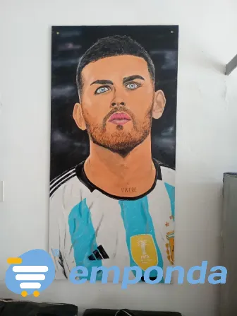 Cuadro pintado a mano acrílico sobre madera de Leandro pared General San Martín - imagen 1