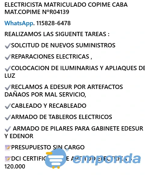 Electricista matriculado copime caba Balvanera - imagen 2