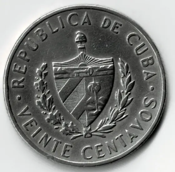 Moneda de cuba 20 centavos 1962 excelente pieza Villa Crespo