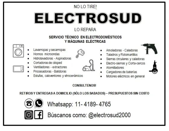 Electrosud Servicio Tecnico Maquinas Electricas Lanús