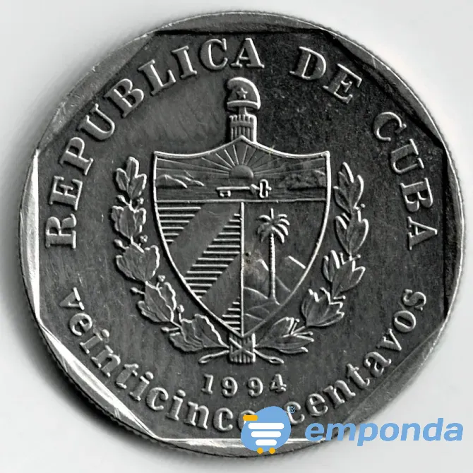 Moneda de Cuba 25 centavos 1994 excelente XF +++++ Villa Crespo - imagen 1