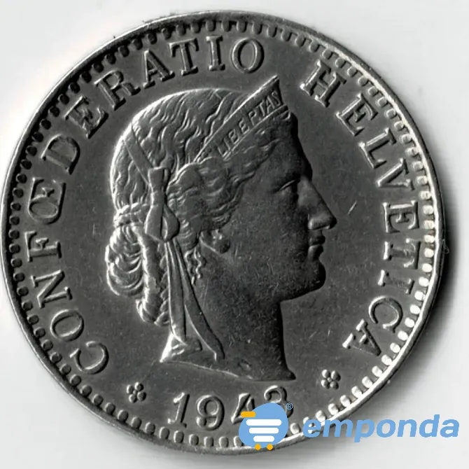 Moneda de Suiza 20 Rappen 1943 Muy Buena +++++ Villa Crespo - imagen 1