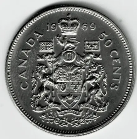 Moneda de Canadá 50 Cents 1969 XF +++++ Villa Crespo