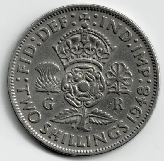 Moneda de Inglaterra 2 Shillings 1948 Pieza Recomendable Villa Crespo