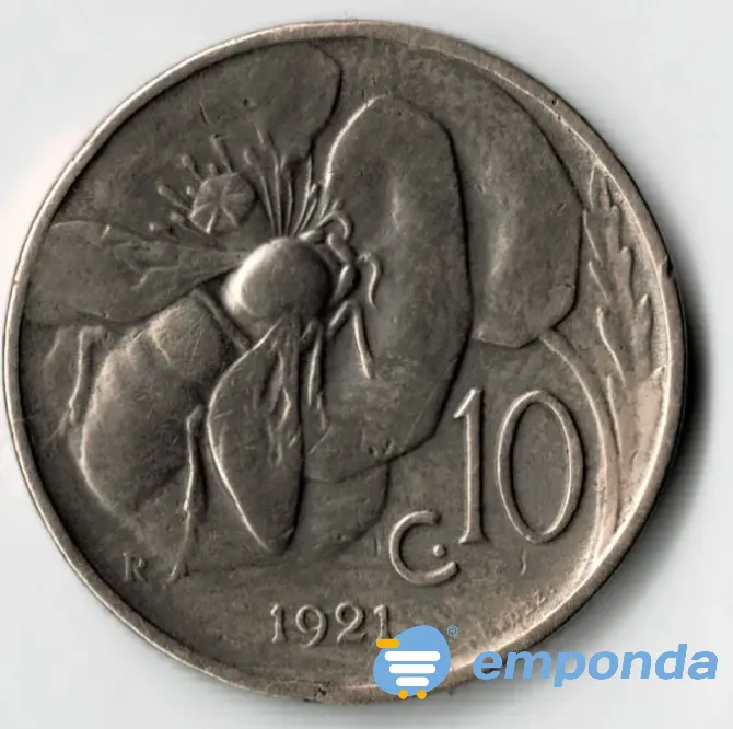 Moneda de Italia 10 Centésimi 1921 VF Villa Crespo - imagen 1