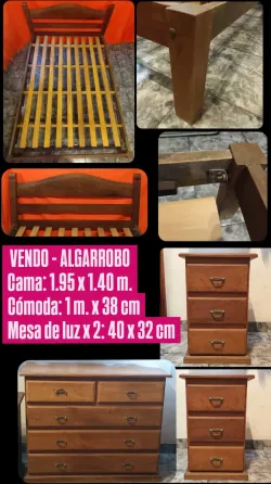 Juego completo de muebles de algarrobo macizo Avellaneda