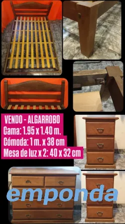 Juego completo de muebles de algarrobo macizo Avellaneda - imagen 1