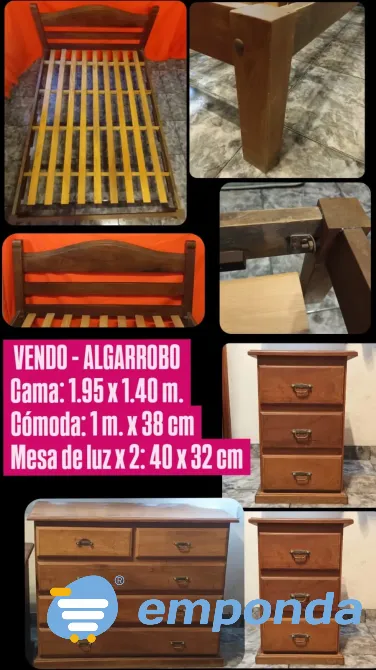 Juego completo de muebles de algarrobo macizo Avellaneda - imagen 1
