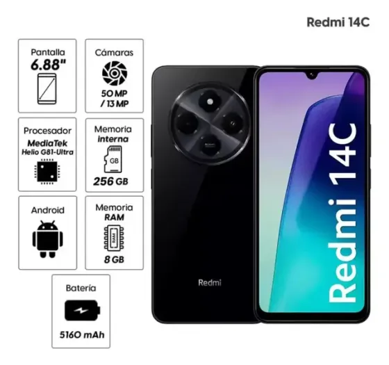 XIAOMI Celular Redmi 14C NFC16Gb RAM 256Gb ROM 6.88" 50M Palermo