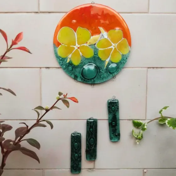 Campana De Viento Llamador De Ángeles Vitrofusión Artesanal Quilmes