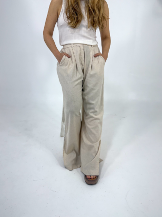 Pantalón de Lino Beige Cielito Flores