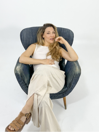 Pantalón de Lino Beige Cielito Flores