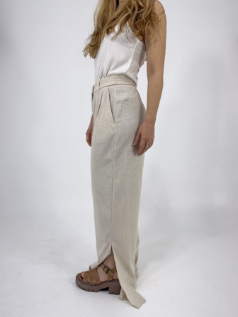 Pantalón de Lino Beige Cielito Flores