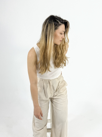 Pantalón de Lino Beige Cielito Flores