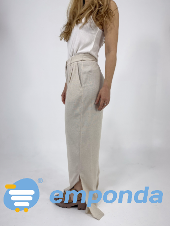 Pantalón de Lino Beige Cielito Flores - imagen 4