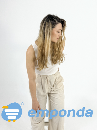 Pantalón de Lino Beige Cielito Flores - imagen 3