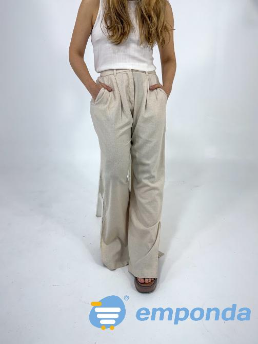 Pantalón de Lino Beige Cielito Flores - imagen 5