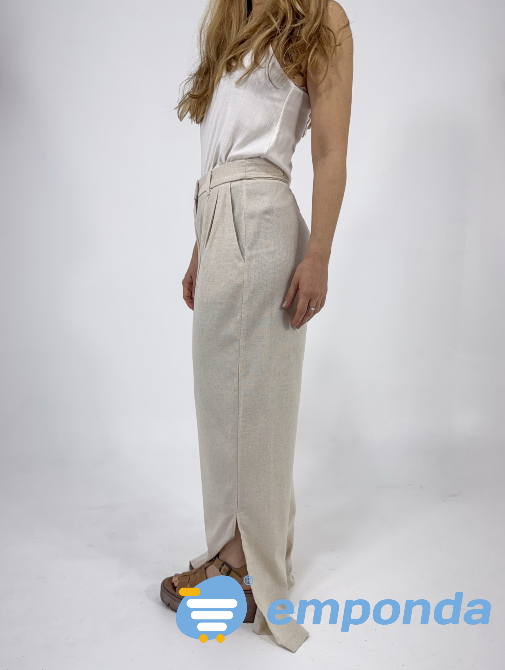 Pantalón de Lino Beige Cielito Flores - imagen 4