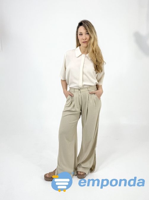 Pantalón de Lino Arena Cielito Flores - imagen 1