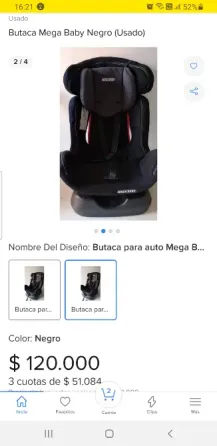 Butaca para bebe auto megababy Tigre