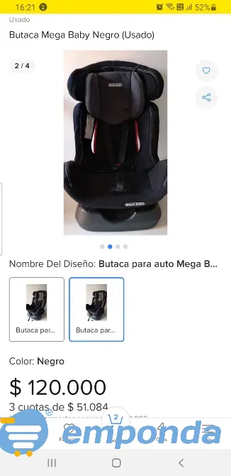 Butaca para bebe auto megababy Tigre - imagen 2