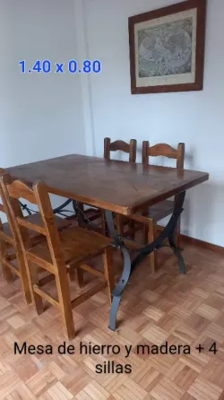Juego de comedor hierro y madera Ramos Mejía