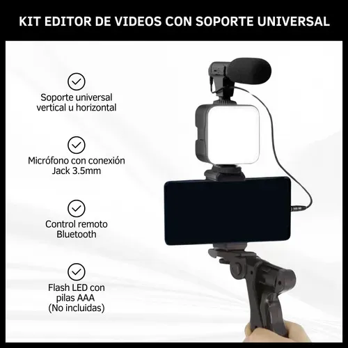 Kit Editor de Videos Flash-Micrófono +Soporte Santa Fe ciudad