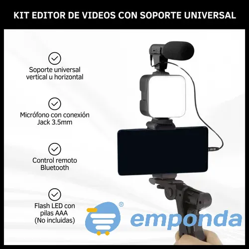 Kit Editor de Videos Flash-Micrófono +Soporte Santa Fe ciudad - imagen 2