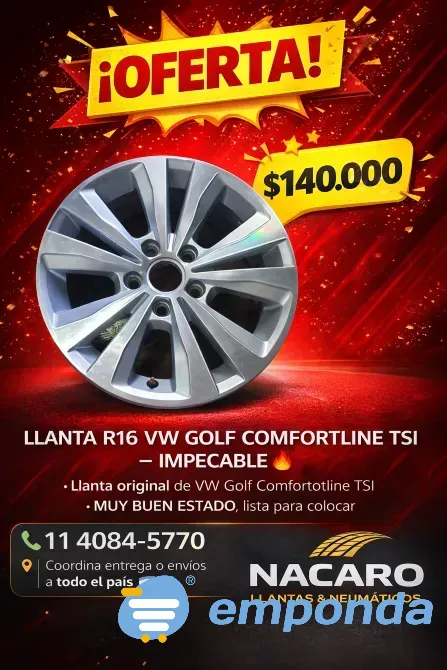 Llanta r16 Vw Golf Trendline TSI Tigre - imagen 1