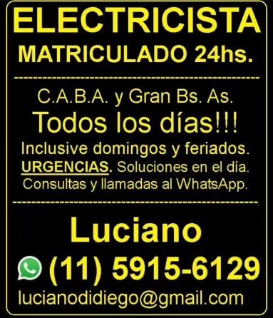 Electricista Matriculado 24hs. Merlo