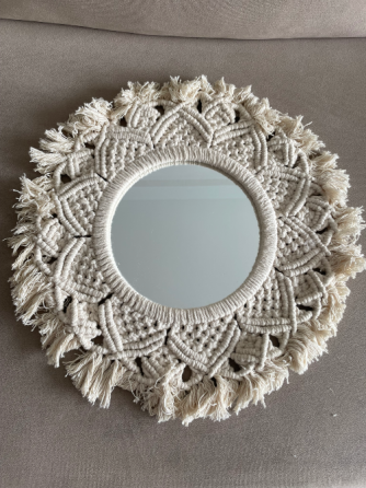 Espejo Circular Decorativo en macramé diámetro 21Cm Villa Crespo