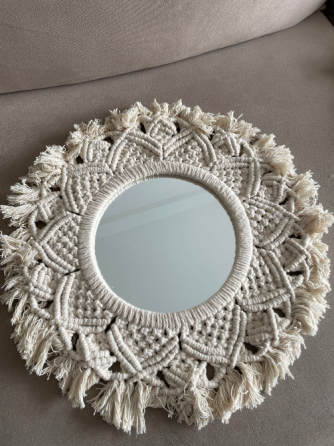 Espejo Circular Decorativo en macramé diámetro 21Cm Villa Crespo