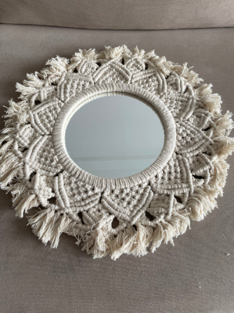Espejo Circular Decorativo en macramé diámetro 21Cm Villa Crespo